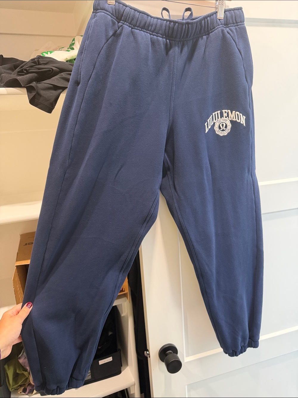 lululemon athletica Navy Blue Fleece Joggers with Logo